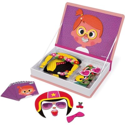 Janod Magnetic book Crazy Face Girls 55 magnets and 10 cards Bild 4