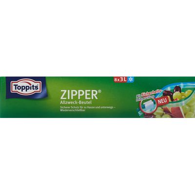 Toppits Allzweckbeutel Zipper 8Stück 3Liter 27x24cm Bild 2