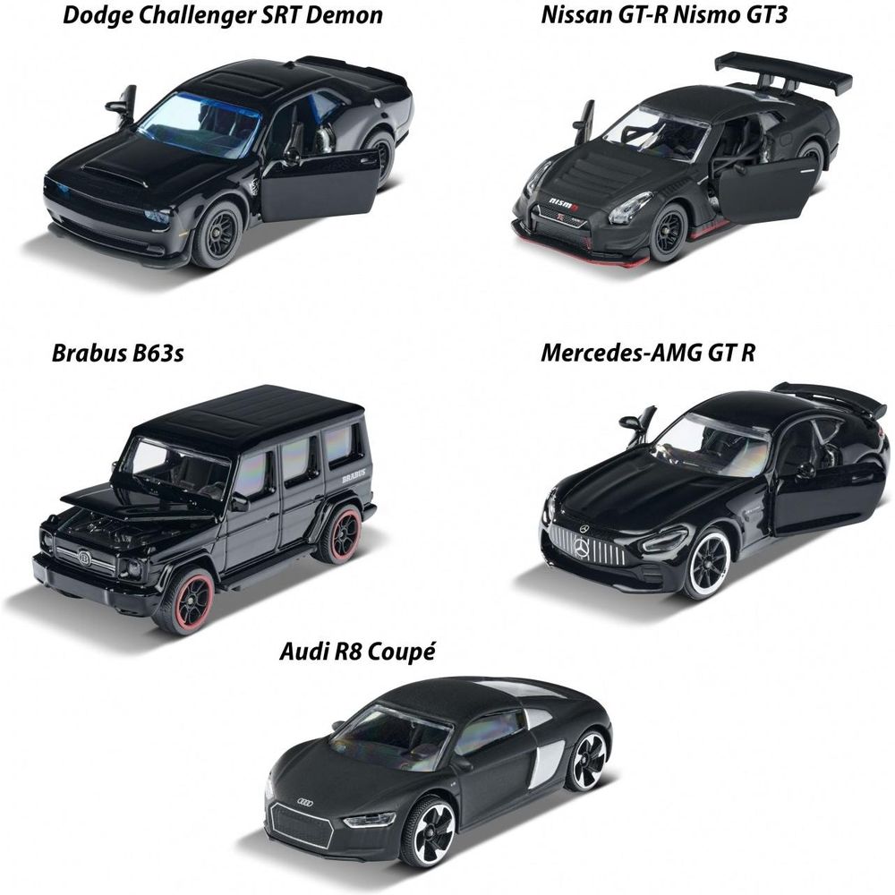 Coffret de 5 petites voitures de luxe Majorette - Black Édition