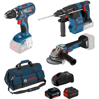 Bosch Professional Bosch 3tool kit+1x PC18V 8.0+1xPC4.0+GAL1880CV