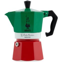 Bialetti Espressokanne Moka Express Grün Rot, 3 Tassen