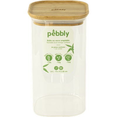 Pebbly Pot de rangement en verre w. Bambou d., 1,35 l, 10x10x19,2 cm Bild 2