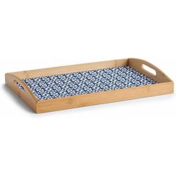 Zeller Present Plateau Maroc bambou blanc-bleu 44x30x5.5cm