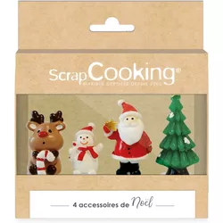 Scrap Cooking Set de 4 décorations de gâteaux de Noël en résine