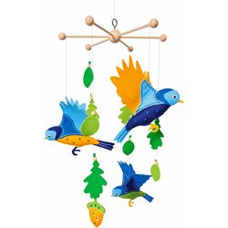 Folia uccelli mobili blu / verde / giallo