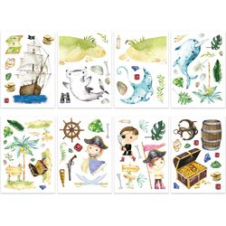 Papierdrachen Wandtattoos - Piraten - Set 9