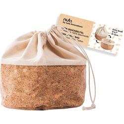 Bread bag with cord, cotton XS cork / beige, 12 cm