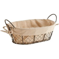 Zeller Present Brotkorb Countrystyle Draht Leinen mit Griffen 30x21x11cm