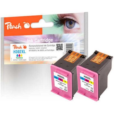 Peach Jeu d&#39;encre HP N ° 302XL (F6U67A) 2x Couleur