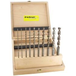 Famag Jeu de forets hélicoïdaux à bois, HSS-G long 10 pièces. 150mm