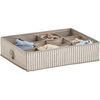 Zeller Present Boite de rangement polaire rayures beige 12 compartiments 44x34x11cm