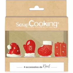 Scrap Cooking Set di 4 decorazioni per torte Guanti di Natale in resina sintetica