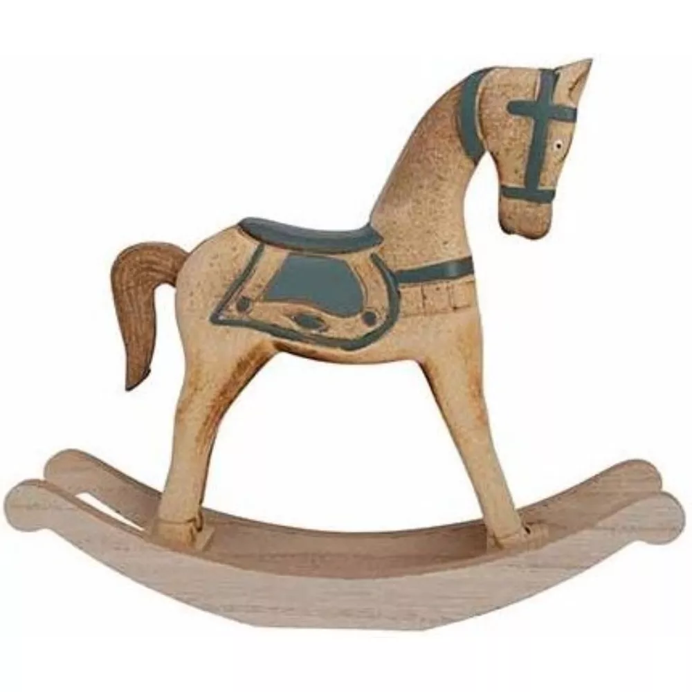 Cosy & Trendy Cavallo a dondolo Verde Naturale 26x6xh22cm legno Bild 1