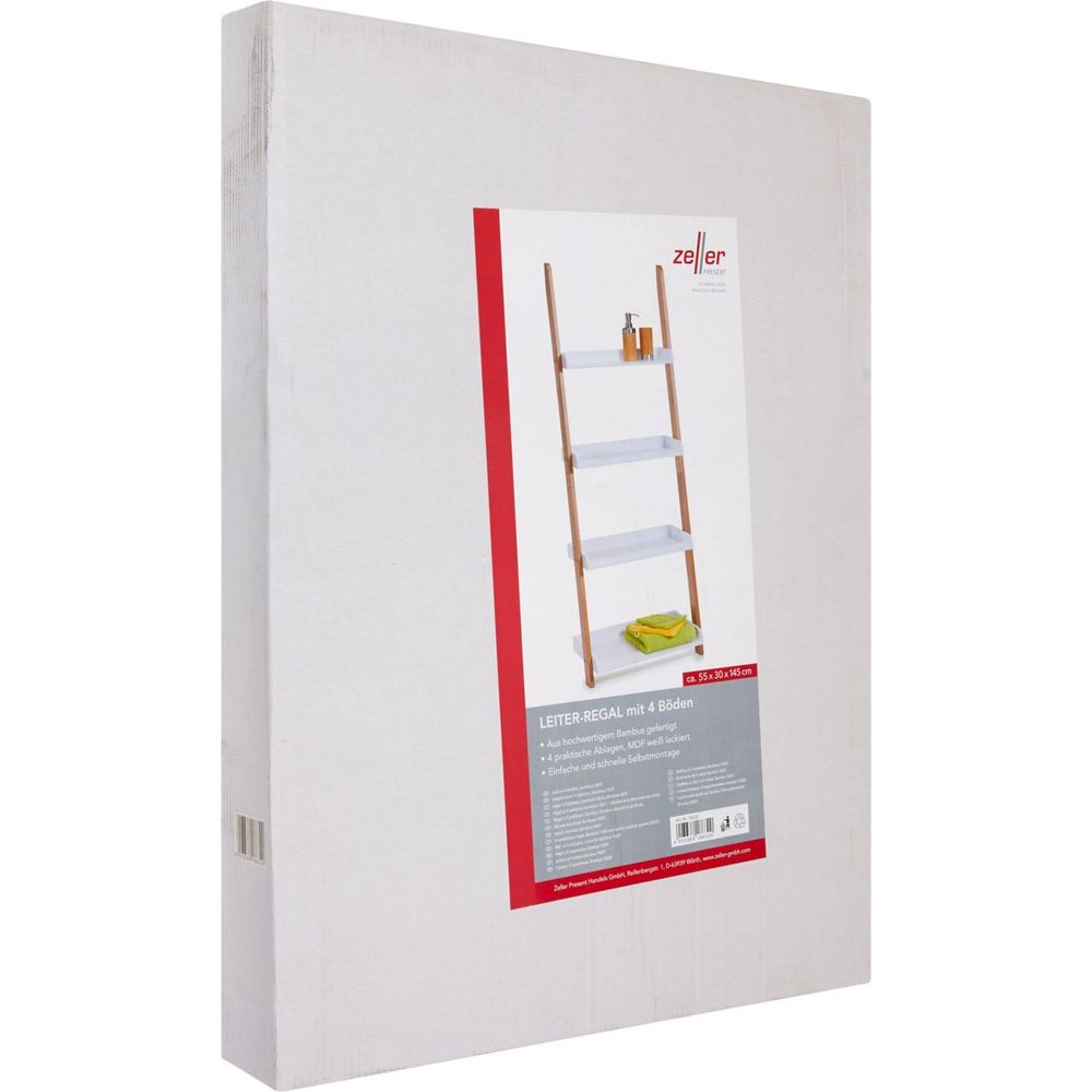 Zeller Present shelf BambooMDF white - 4 with 55x30x145cm buy at shelves Ladder