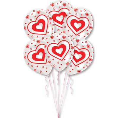 Amscan 6 balloons with hearts 27.5cm in bag Bild 2