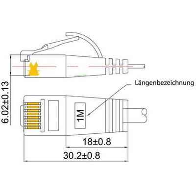 SLIM patchkabel Cat 6, UTP, 0.25 m, Grau Bild 5