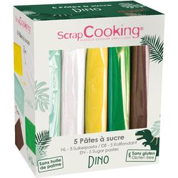 Scrap Cooking 5er Set Zuckerpasten grün, weiss, gelb, dunkelgrün, braun