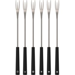 Kisag Forchette per fonduta 2IN1 NERO set da 6 per fonduta di carne e formaggio 25001-00