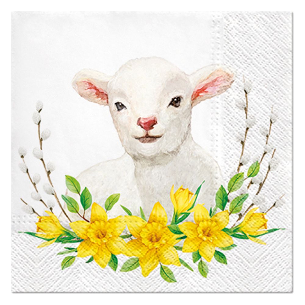 Diverse Servietten Lunch 20x Lamb with wreath, 33x33 cm Bild 1