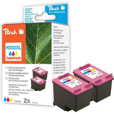 Peach Ink set HP No. 302XL (F6U67A) 2x Color Bild 2