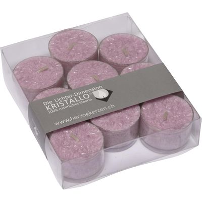 Herzog Kerzen Bougies chauffe-plat Kristallo Ø 4 cm 9 pièces, Rosè