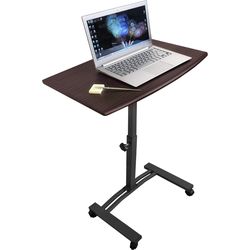 Tatkraft Salute laptop table height-adjustable 60 x 52-84 x 40 cm made of steel and wood, incl. 4 wheels, brown