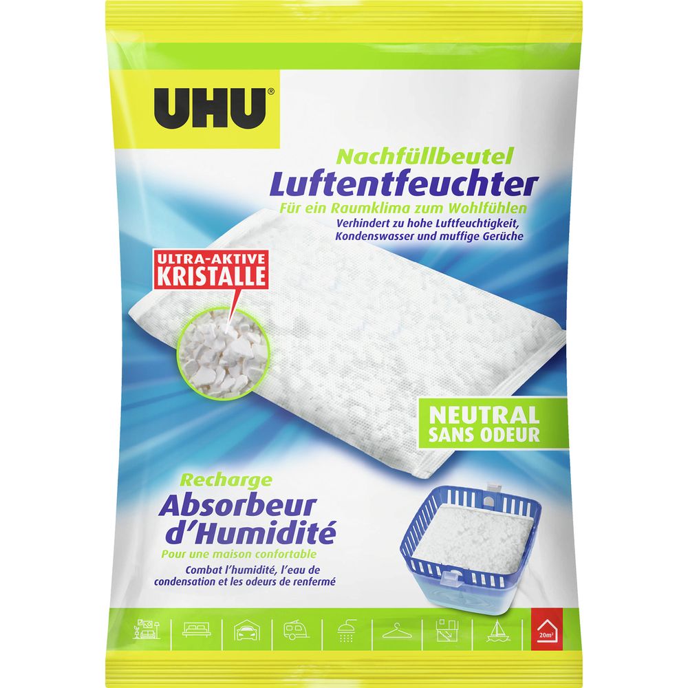 UHU Recharge NEUTRE pour absorbeur d'humidité, 2 x 450 g