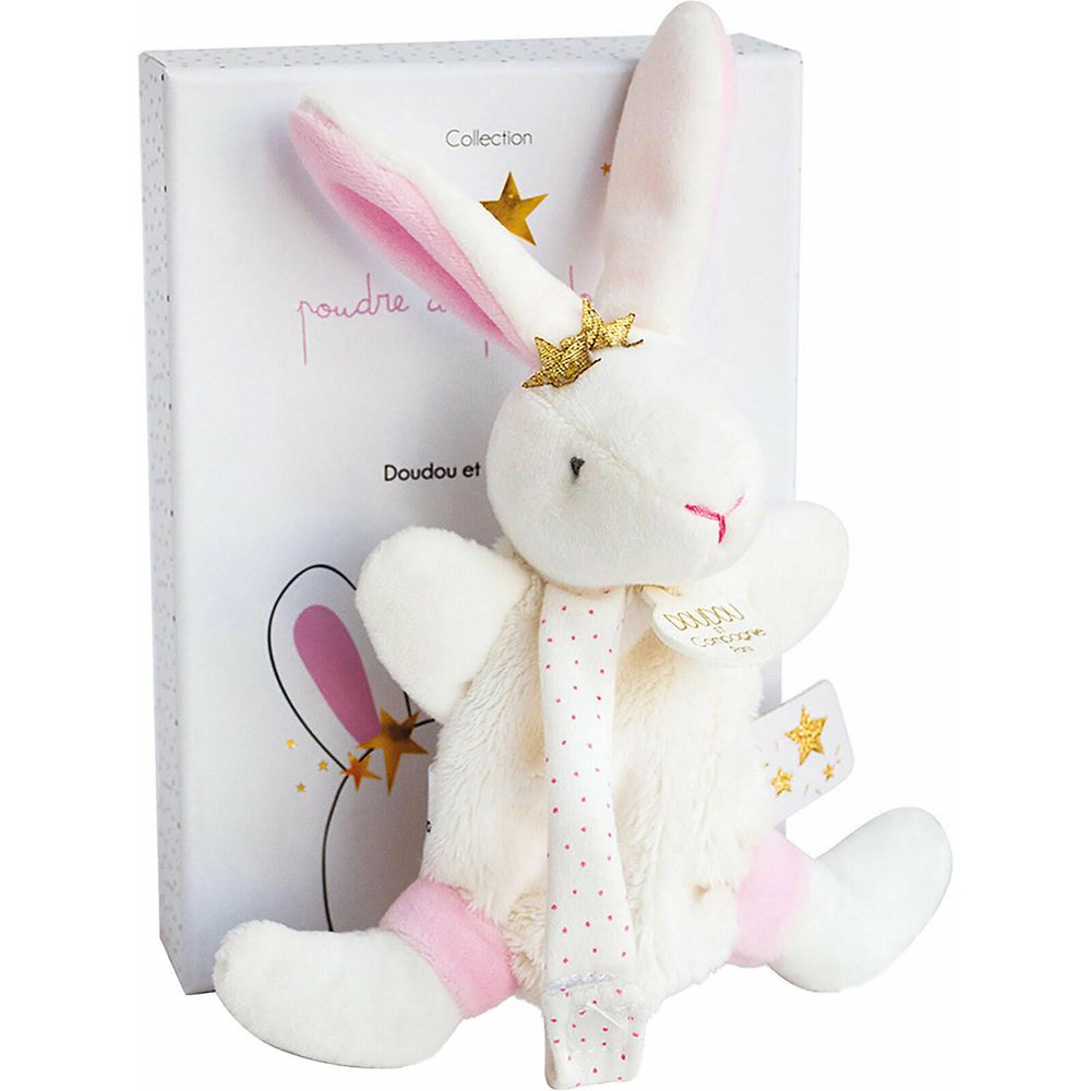 Doudou Star Rabbit Panno per coccole + catena portaciuccio 15cm 