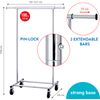 Tatkraft Darren heavy duty clothes rack foldable 70-121 x 150 x 49 cm mobile, max. 100 kg, chrome-plated thumb 1