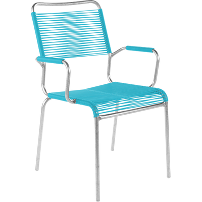 Schaffner Spaghetti chair Rigi with armrest - Hot Dipped Galvanized - Turquoise