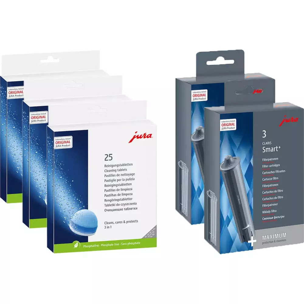 JURA 2x3er CLARIS Filterpatrone - Smart 3x3-Phasen-Reinigungstabletten plus Set kaufen und bei