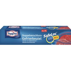 Toppits Gefrierbeutel Safeloc 20Stück 3Liter 27x24cm