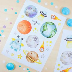 Papierdrachen Wandtattoos - Astronauten - Set 4