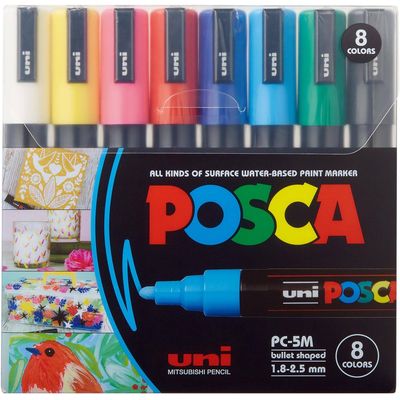 Uni Markers POSCA 1.8 - 2.5mm, 8 pieces