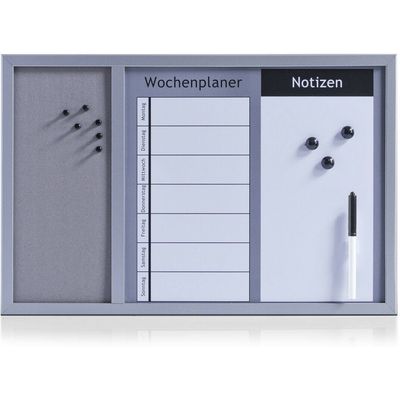 Zeller Present Pinn-Memobord 3in1 alugrau 60x40cm