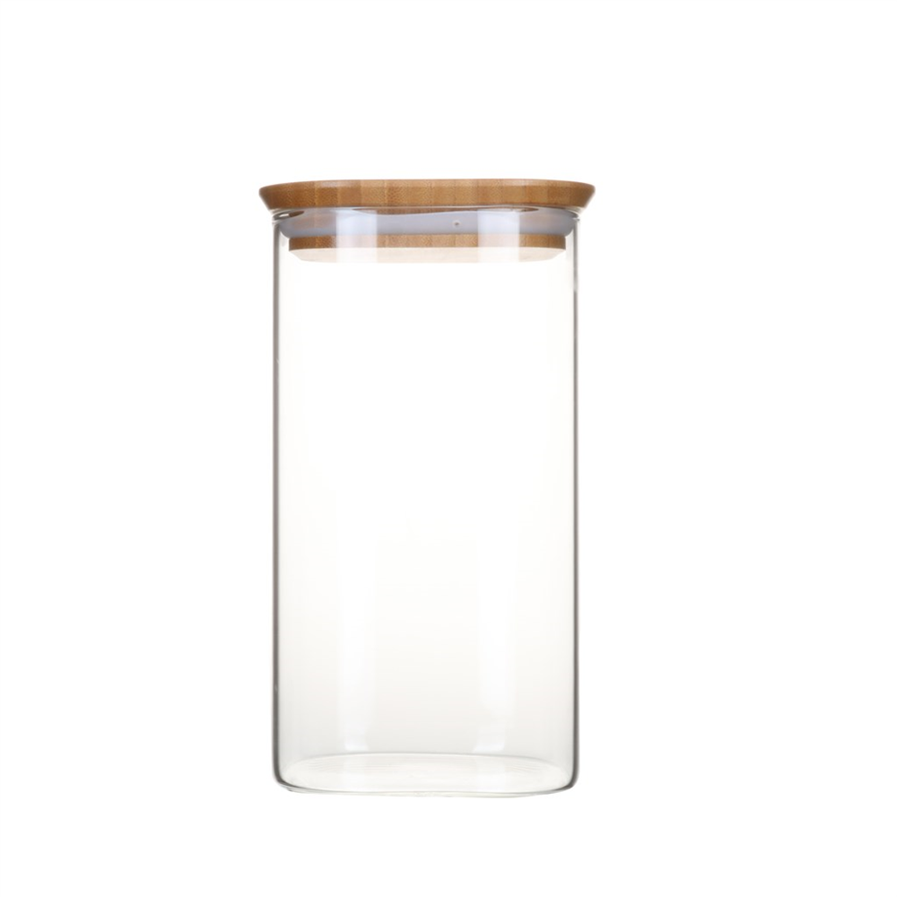 Pebbly Pot de rangement en verre w. Bambou d., 1,35 l, 10x10x19,2 cm Bild 1