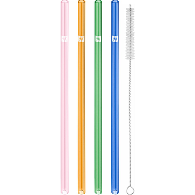 Zwilling Set di 4 cannucce in vetro colorate dritte, + spazzolino per la  pulizia - acquista su