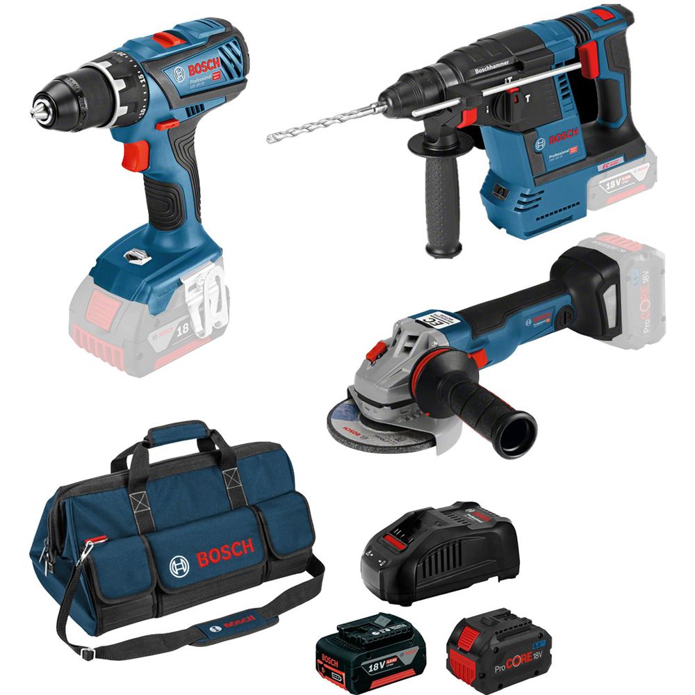 Bosch Professional Bosch 3tool kit+1x PC18V 8.0+1xPC4.0+GAL1880CV Bild 1