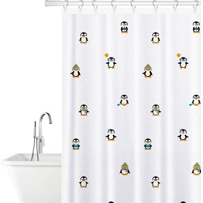 Tatkraft Divertenti pinguini Fibra di poliestere Impermeabile 180x180cm Tenda da doccia Senza muffa