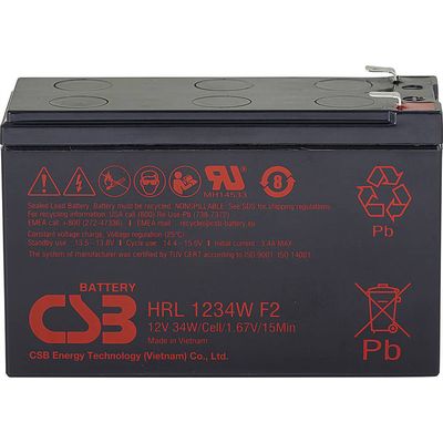 CSB Battery CSB 12VDC 9Ah Sealed, maintenance-free lead-acid accumulator, Faston 250 6.3mm connections, long life, ideal for UPS systems