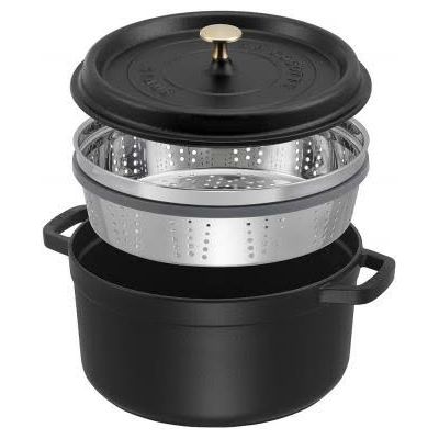 Staub Topf rund mit Dampfeinsatz 26cm 5.2 lt. Schwarz Bild 8