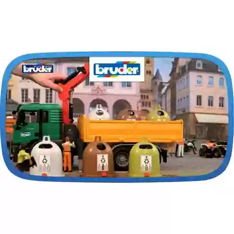 Bruder Toys 03753 Man TGS Tipping Truck with Crane & 3 Glass Recycling  container